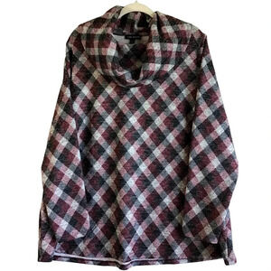 Lane Bryant Womens 18/20 Cowl Neck Holiday Red Plaid Long Sleeves